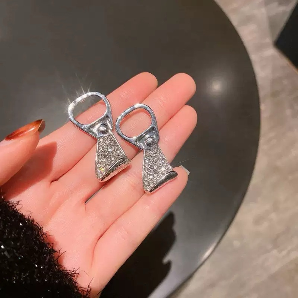 Zara Silver Crystal Drop Earrings with Pavé Accents